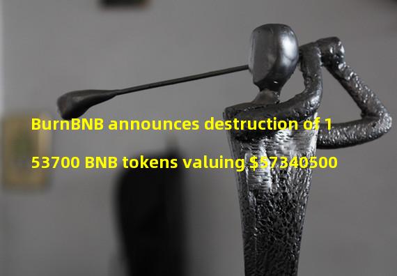BurnBNB announces destruction of 153700 BNB tokens valuing $57340500