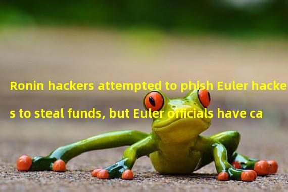 Ronin hackers attempted to phish Euler hackers to steal funds, but Euler officials have called for intervention