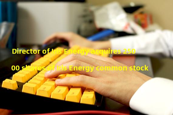Director of Iris Energy acquires 25000 shares of Iris Energy common stock