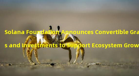 Solana Foundation Announces Convertible Grants and Investments to Support Ecosystem Growth